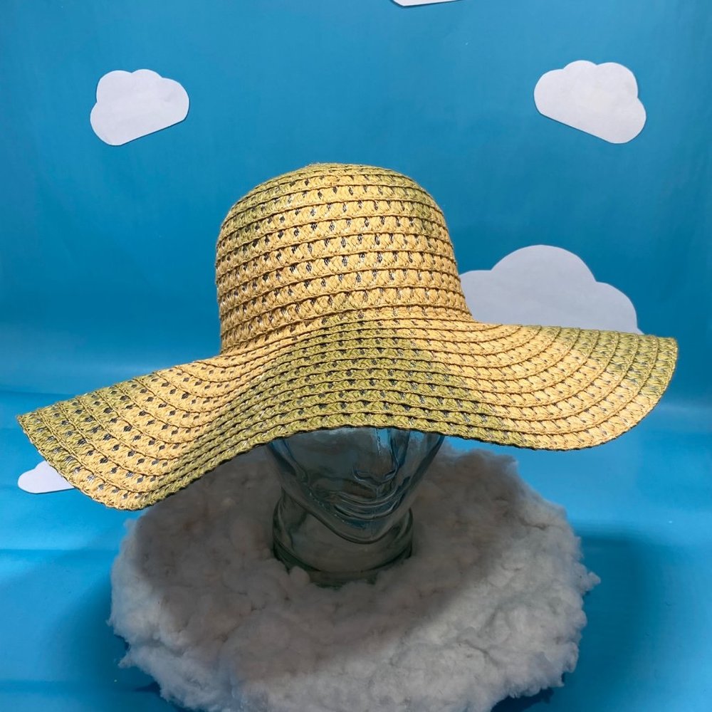Leather Heart Applique Paper Straw Tie Dyed Sun Hat